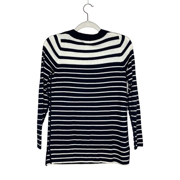 Loft Striped Sweater in Navy Size XS Blue and White Crew Neck - Picture 4 of 8
